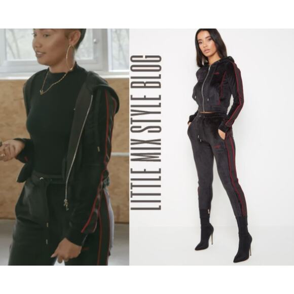 Manière De‎ Voir Black Velour Zip Hoodie Jacket Size 6 MDV Tracksuit Cropped Y2K - Picture 6 of 13